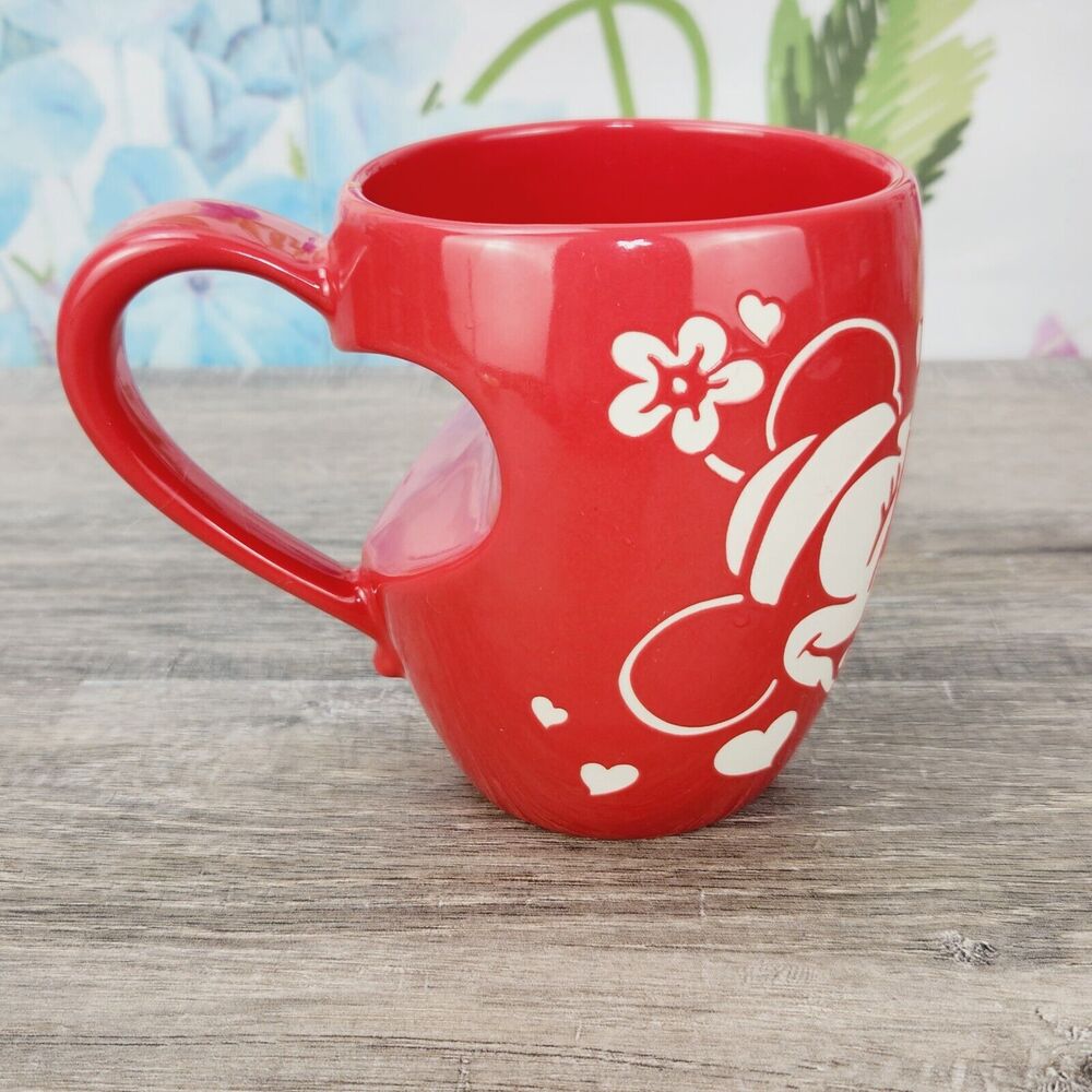 Disney Mickey Minnie Mouse Valentine’s Day Love Heart Ceramic Coffee Mug Red